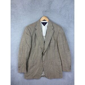 Vintage Tommy Hilfiger Blazer Mens 42L Brown Tweed Check Sport Coat Made In USA